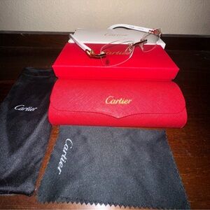 Cartier glasses clear lens white frame